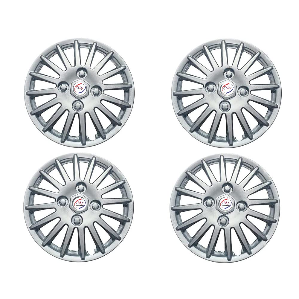 Auto Pearl 12" Inch Set of 4 Pcs Hubcap Wheel Cover Replacements for OEM Steel Wheels ABS with Bolt Type | for All Cars |Camry Silver