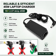 45W 19V 2.37A Laptop Charger for Acer with 3.0x1.0 mm Pin