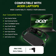 45W 19V 2.37A Laptop Charger for Acer with 3.0x1.0 mm Pin