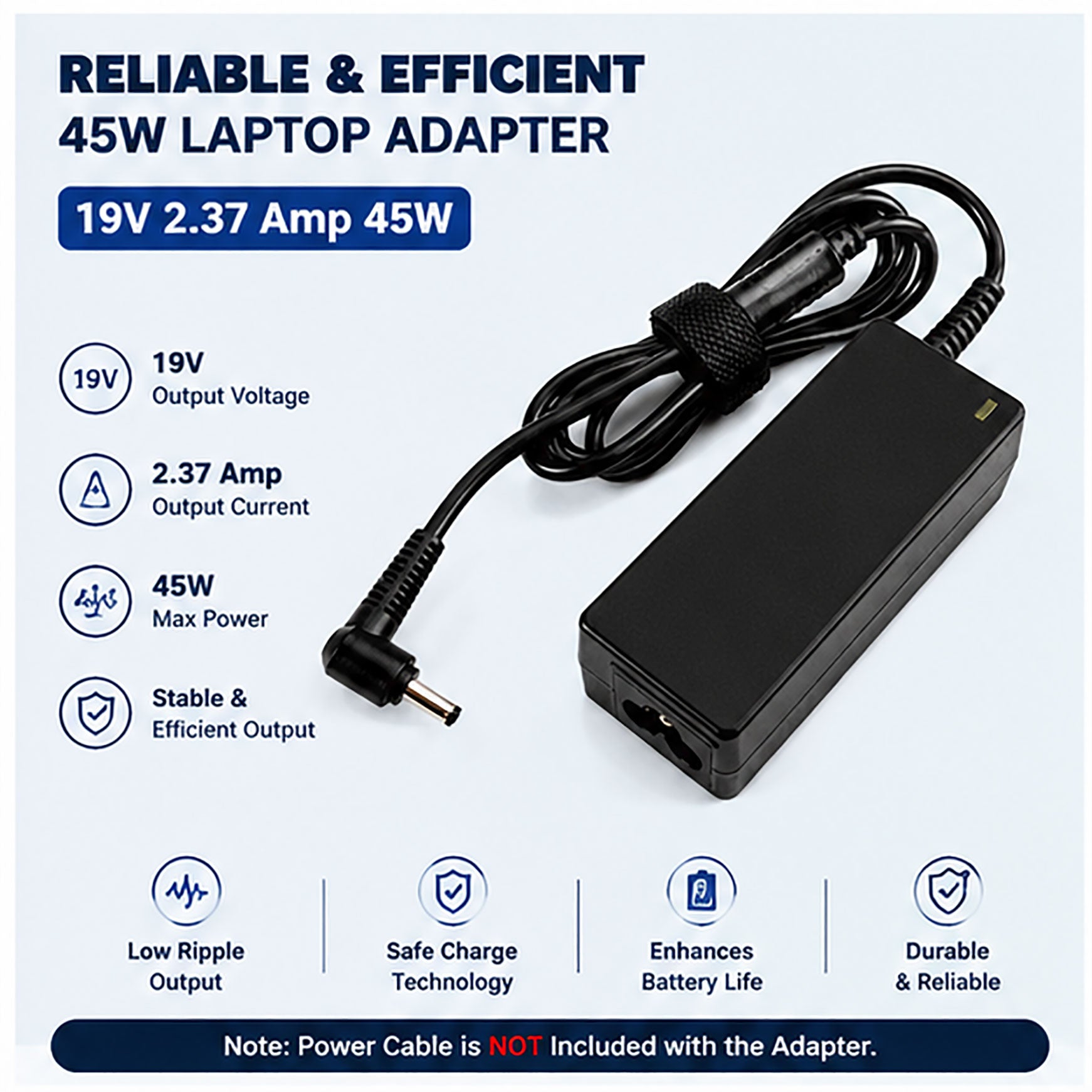 45W 19V 2.37A Laptop Charger for Asus & Acer with 4.0x1.35 mm Pin