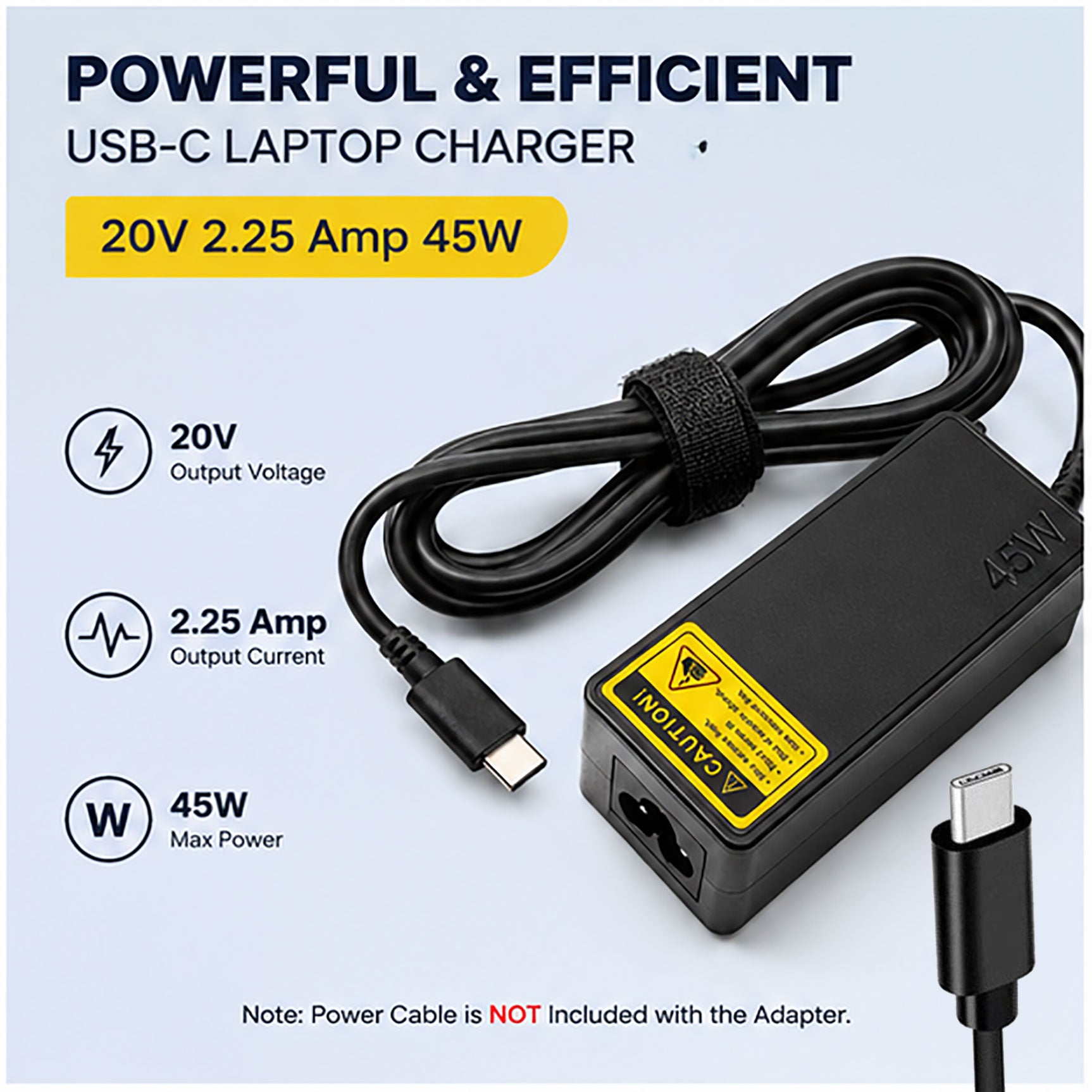 45W 20V 2.25A USB Type-C Universal Laptop Charger for All USB-C PD Laptops