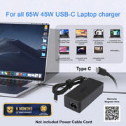 65W 20V 3.25A Type-C Universal Laptop Charger for All USB-C PD Laptops Adapter