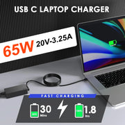 65W 20V 3.25A Type-C Universal Laptop Charger for All USB-C PD Laptops Adapter
