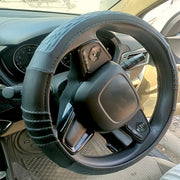 Ring Type Car Steering Wheel Cover Universal Genuine PU Non-Slip Natural Rubber Well Padded Grip Breathable Leatherite for - All Car (Snapon Dash Black) Small