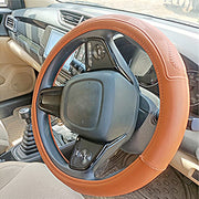 Ring Type Car Steering Wheel Cover Universal Genuine PU Non-Slip Natural Rubber Well Padded Grip Breathable Leatherite