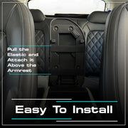 Auto Pearl ComfiRest Car Armrest Cushion, High-Density Foam Arm Support, Universal Fit for All Cars | Armrest Height Extender with Double Stitching | Nappa Leatherette (Black with White Seam)