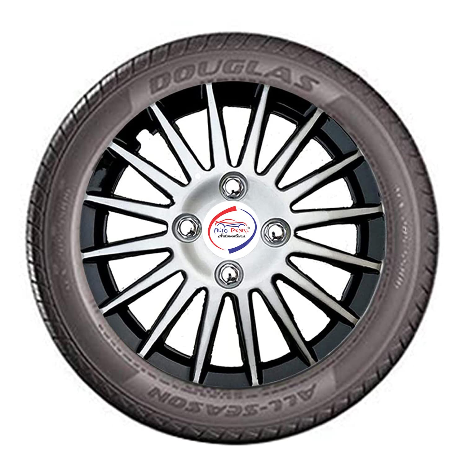 Auto Pearl - Car Full Wheel Cover Caps Black and Silver 13 Inches Press Type For - Datsun Go