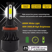 Auto Pearl H8/H9/H16 80W LED Foglight with Better Heat Dissipation 6000K, 3500LM Water Resistant White Light compatible with All Cars (Pack of 2)