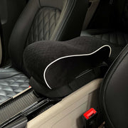 Auto Pearl ComfiRest Memory Foam Car Armrest Cushion | Comfortable Arm Support Pad | Universal Fit for All Cars | Armrest Height Extender | Breathable Velvet Cover (White Seam)