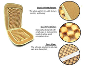 Car Seat Cover Wooden Beads Velvet for Car Wooden Acupressure Natural Beige Color, Universal Fit for All Cars