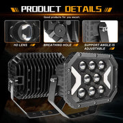 Auto Pearl Auxiliary Light, 5X7 Inch LED Work Spot Arrow Light DRL Driving Fog Off-Road, White, Yellow Color lights compatible with All Car
