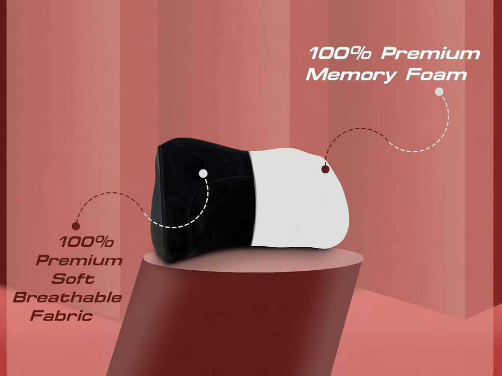 Auto Pearl NeckXpert Car Neck Rest Cushion|Memory Foam Neck Pillow| Seat Headrest Cushion| Car Neck Pillow for Neck Pain Relief in Office, Driving (Extra Large, Black Hemming, Pack of 1)