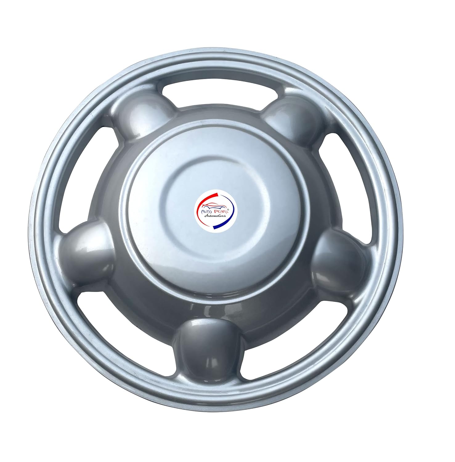 Auto Pearl - 15" inch | Set of 4 Pcs | Press Type Hubcap Wheel Cover Replacements for OEM Steel Wheels Polypropylene with Retention Ring |Compatible with All Car |Color: Full Silver