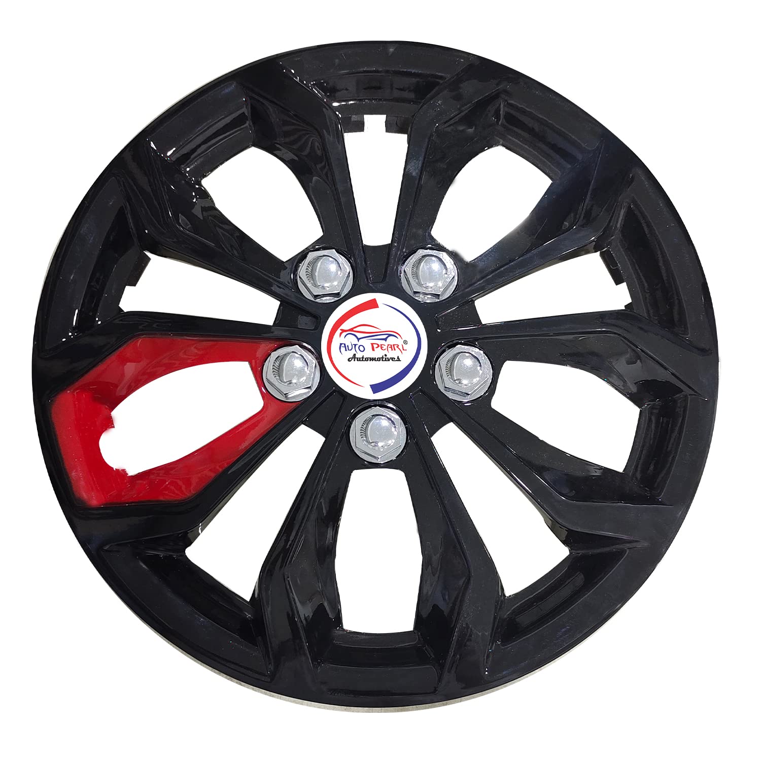 Auto Pearl Vision Black 12" inch | Set of 4 Pcs | Press Type Hubcap Wheel Cover Replacements for OEM Steel Wheels ABS with Retention Ring