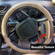 Ring Type Car Steering Wheel Cover Universal Genuine PU Non-Slip Natural Rubber Well Padded Grip Breathable Leatherite Compatible with- Ertiga (Diamond Media Brown Beige)