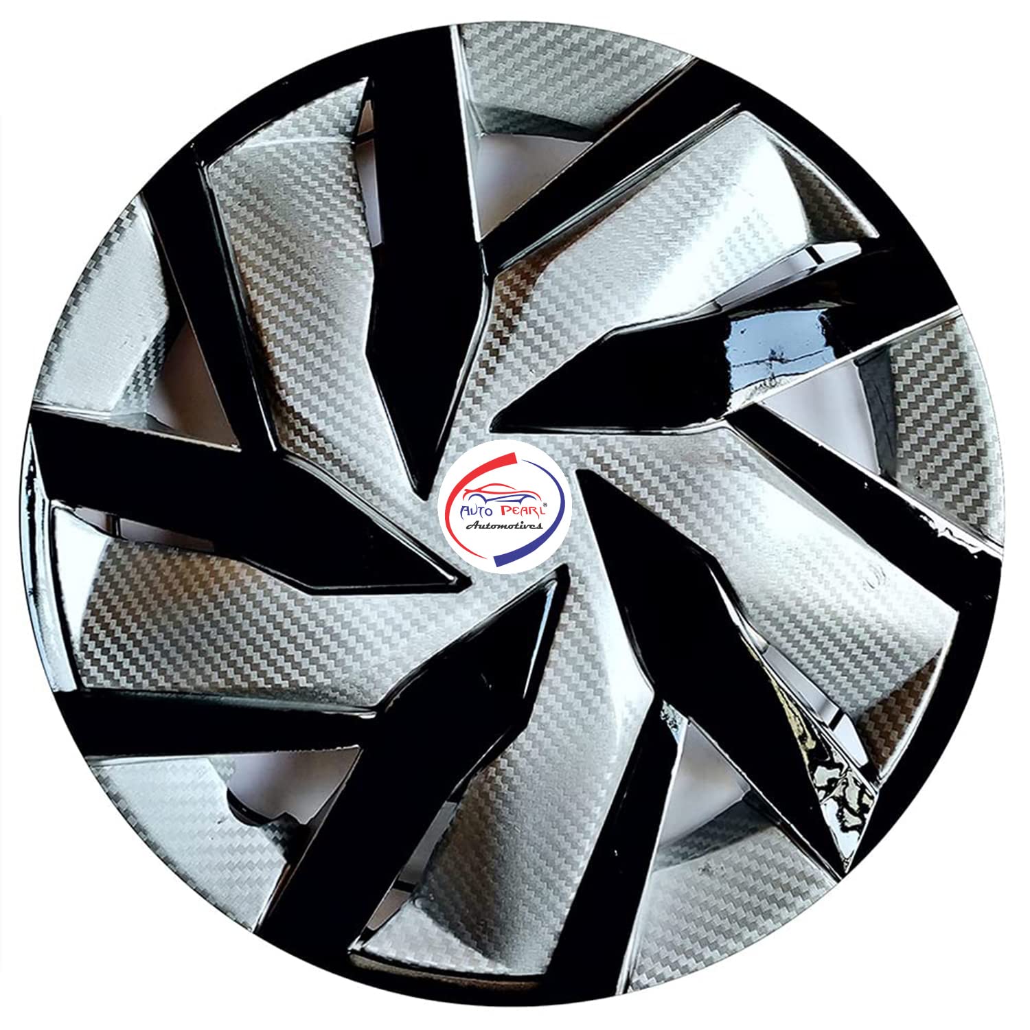 Auto Pearl 13" Inch Set of 4 Pcs Hubcap Wheel Cover Replacements for OEM Steel Wheels ABS with Retention Ring | for All Cars | Eagle Silver Black