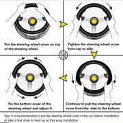 Leather Auto Car Steering Wheel Cover Large Breathable, Anti Slip | Odourless | Stitchable (Snapon Black Cross) Compatible for Most of The Cars