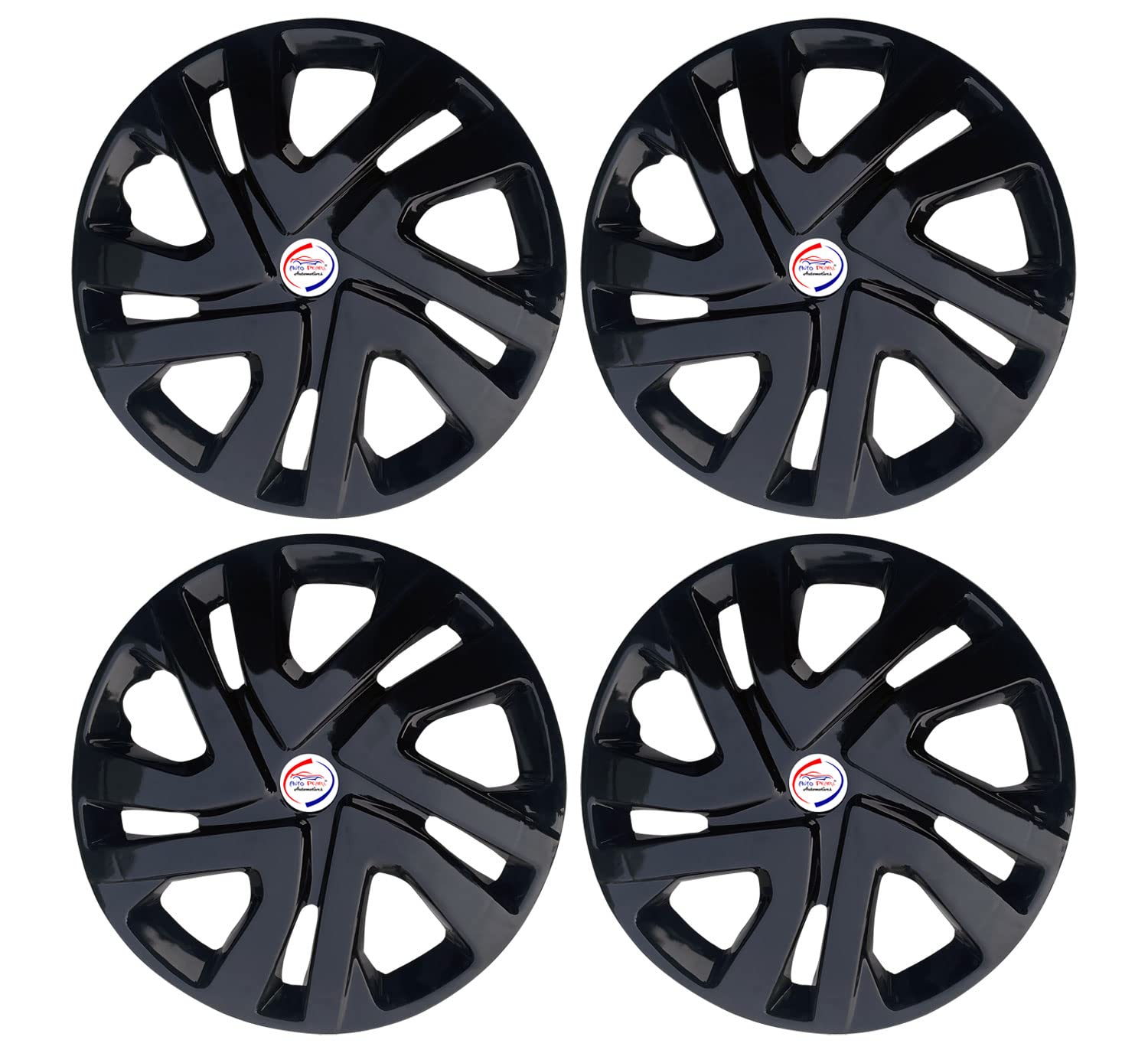 Auto Pearl - 13" inch | Set of 4 Pcs | Press Type Hubcap Wheel Cover Replacements for OEM Steel Wheels Polypropylene with Retention Ring |Compatible with A Star| Color: Full Black