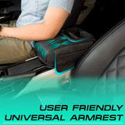 Auto Pearl Nappa Leatherette Car Armrest Cushion with Cup Holder | Foam Arm Support Pad | Universal Fit for All Cars | Armrest Height Extender with Mobile Holder & Utility Pockets
