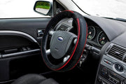 Adinox Ring Type Car Steering Wheel Cover (Diamond Black Red) Compatible with All Cars