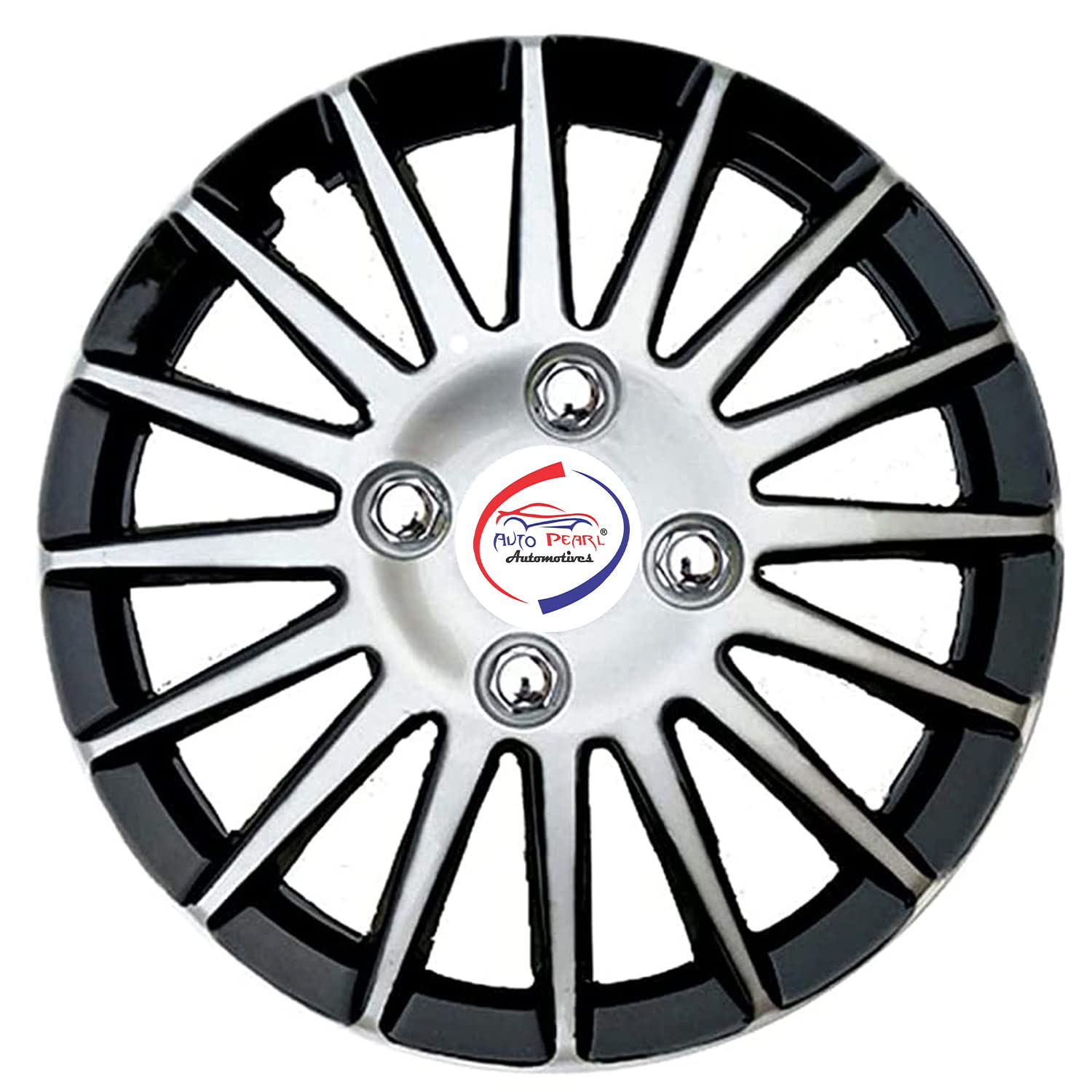 Auto Pearl - Premium 14" inch | Set of 4 Pcs | Press Type Hubcap Wheel Cover Replacements for OEM Steel Wheels ABS with Retention Ring | - for - Fusion | Color:- Silver Black