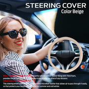 Ring Type Car Steering Wheel Cover Universal Genuine PU Non-Slip Natural Rubber Well Padded Grip Breathable Leatherite for - All Car (Snapon Arrow Beige) Small