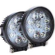 9 LED Round Fog Light 4 Inch Waterproof Flood Lamp with Mounting Brackets for Cars and Motorcycle (27W, White Light)