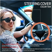 Ring Type Car Steering Wheel Cover Universal Genuine PU Non-Slip Natural Rubber Well Padded Grip Breathable Leatherite