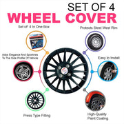 Auto Pearl - Car Full Black Wheel Cover Caps 12 Press Type Fitting - Zen