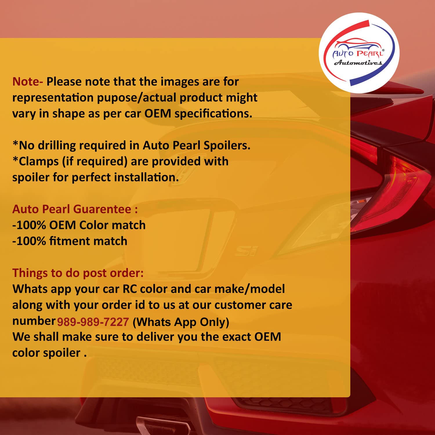 OE Type Car Spoiler for Tata Nano 2009-2011 Champagne Gold