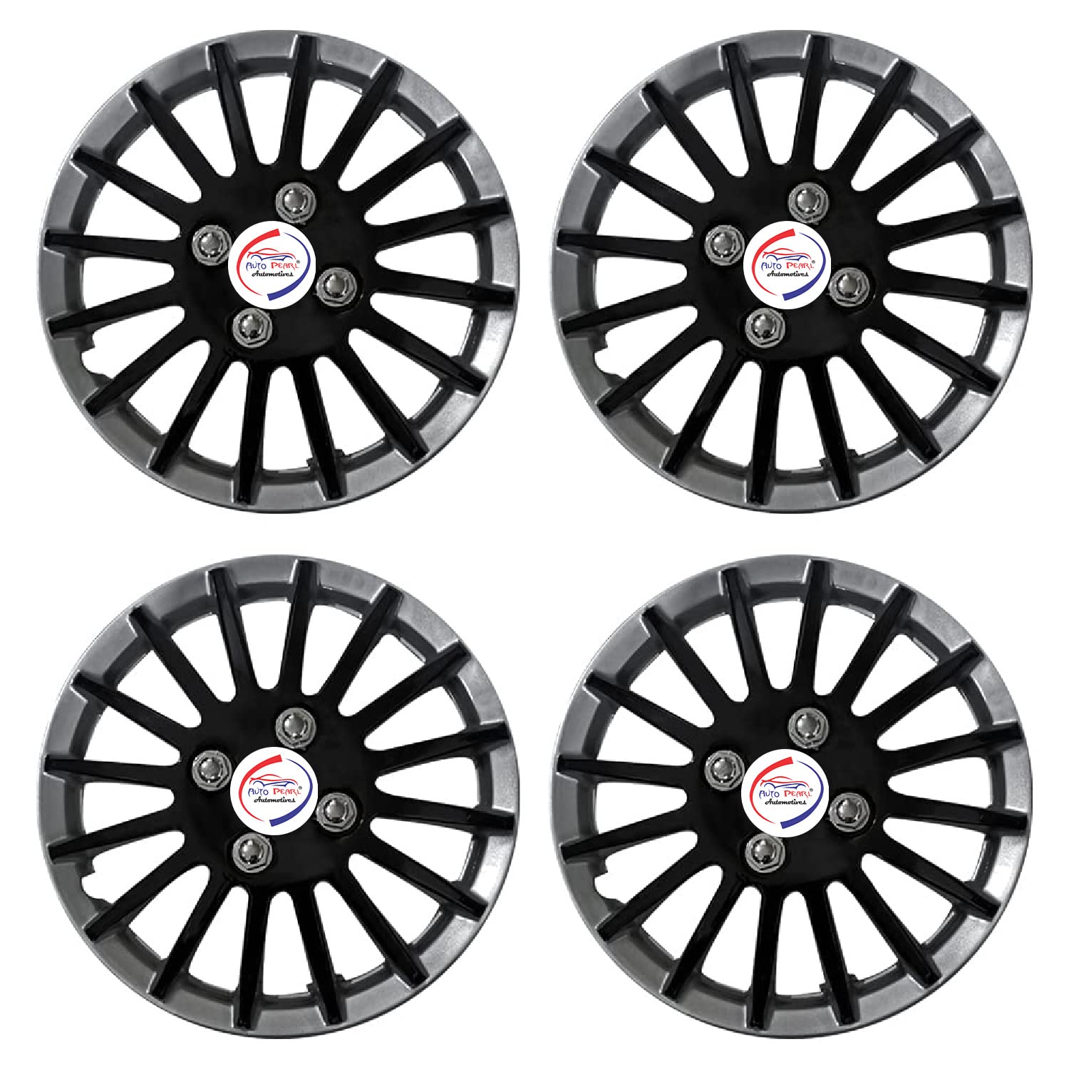 Auto Pearl - Car Full Wheel Cover Caps Black and Silver 14 Inches Press TypeFor - Fiesta
