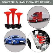3-Pipe Air Pressure Horn Compact Twin Ton Air Horn compatible with All Cars