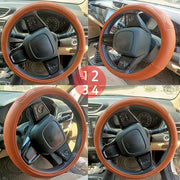 Ring Type Car Steering Wheel Cover Universal Genuine PU Non-Slip Natural Rubber Well Padded Grip Breathable Leatherite