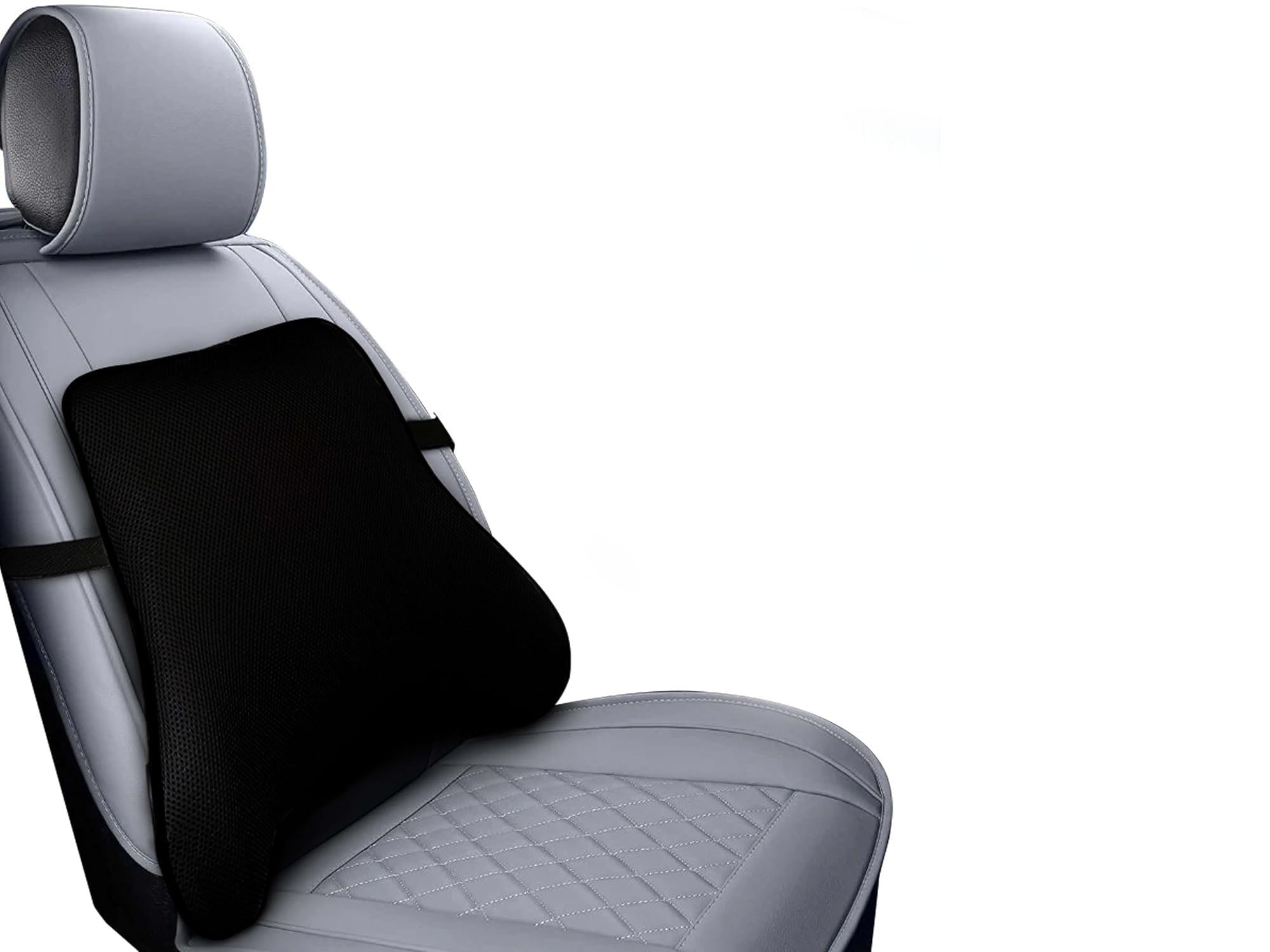 Auto Pearl FlapRest Car Back Rest Pillow | Memory Foam Back Pillow| Car Seat Back Cushion| Car Back Pillow for Back Pain Relief in Office, Driving (Black Hemming, Pack of 1)