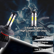 Auto Pearl 3-Side H4 LED Headlight Bulb with Cooling Fan Heads lamp 35W (Pack of 1)