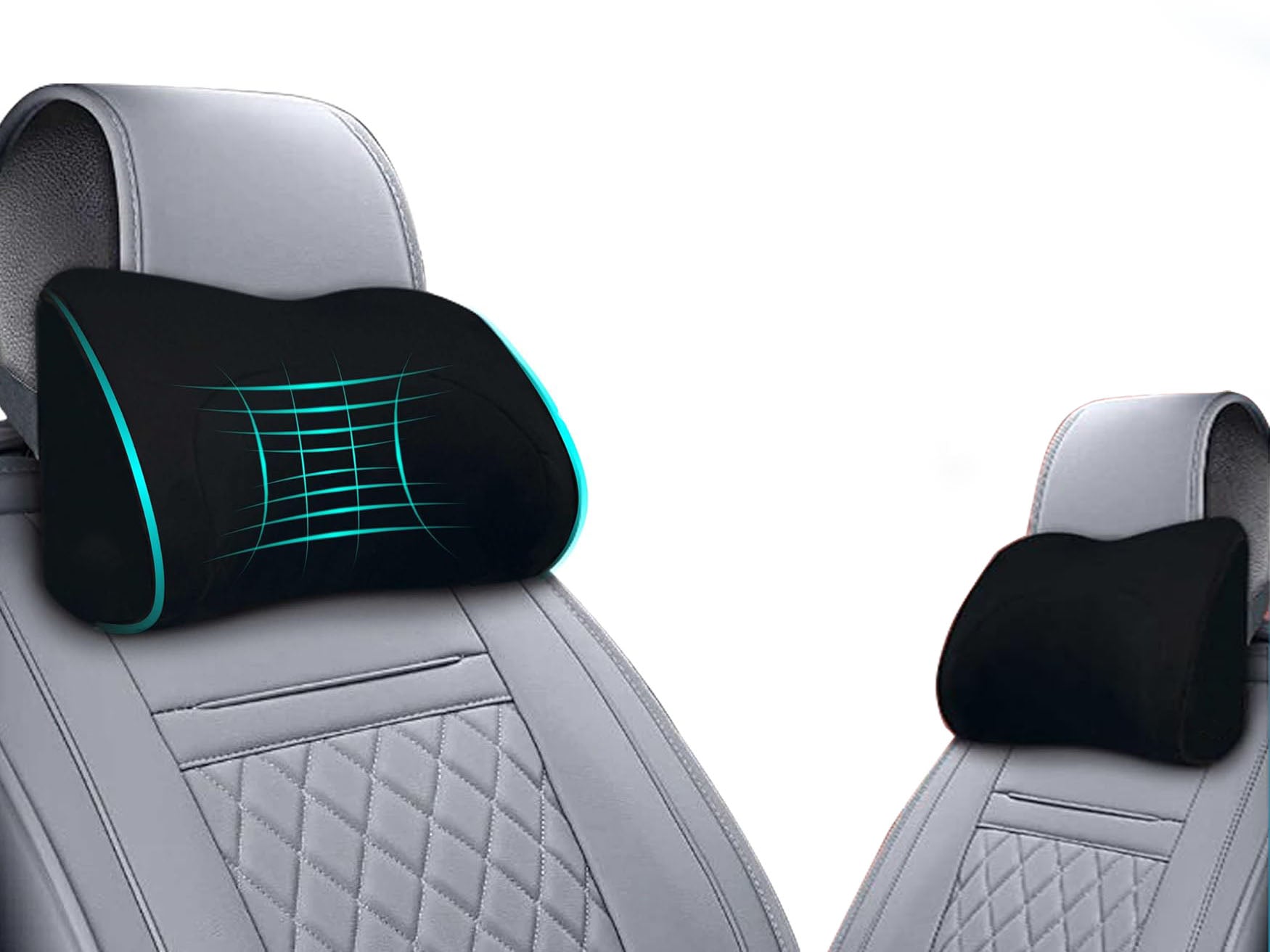 Auto Pearl NeckXpert Car Neck Rest Cushion|Memory Foam Neck Pillow| Seat Headrest Cushion| Car Neck Pillow for Neck Pain Relief in Office, Driving (Extra Large, Black Hemming, Pack of 1)