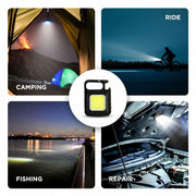 Rechargeable COB LED Keychain Flashlight, 800 Lumen Magnetic Work Light with 3 Modes, Portable USB Mini Torch for Camping Emergency Workshop Repair Waterproof