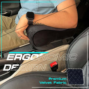 Auto Pearl ComfiRest Memory Foam Car Armrest Support | Universal Fit Arm Cushion | Armrest Height Extender Pad | Breathable Velvet with Dual Mobile Pockets (Black Seam)