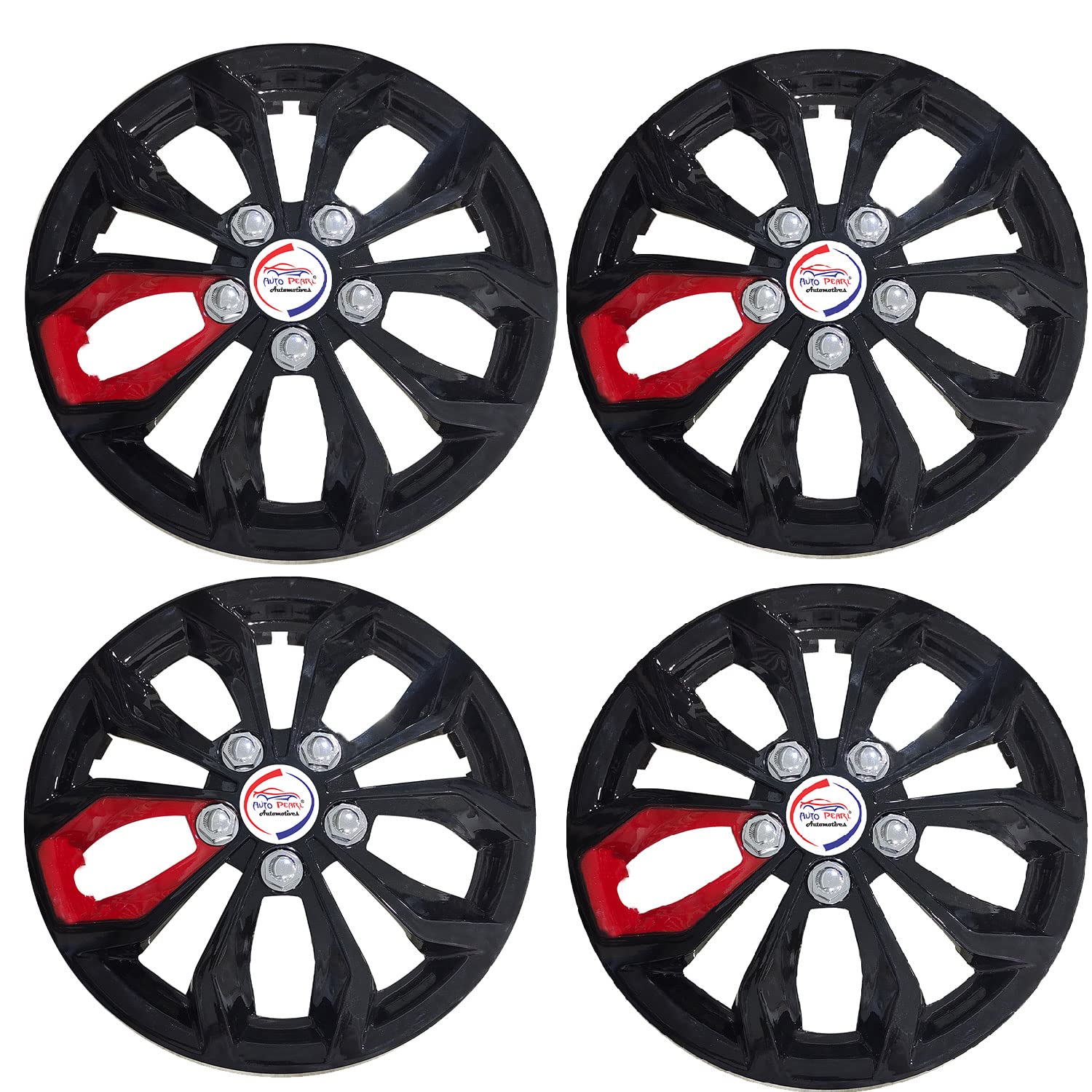 Auto Pearl Vision Black 12" inch | Set of 4 Pcs | Press Type Hubcap Wheel Cover Replacements for OEM Steel Wheels ABS with Retention Ring