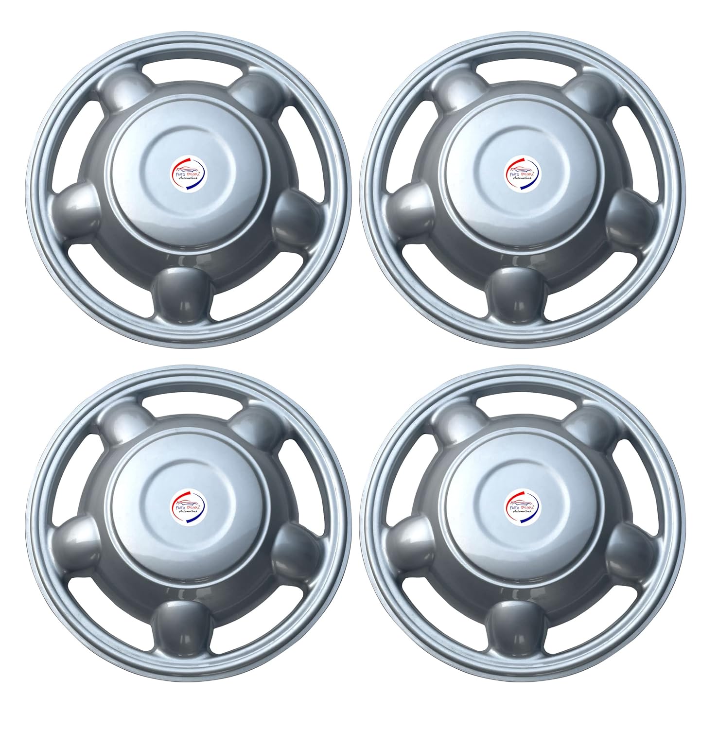 Auto Pearl - 15" inch | Set of 4 Pcs | Press Type Hubcap Wheel Cover Replacements for OEM Steel Wheels Polypropylene with Retention Ring |Compatible with All Car |Color: Full Silver