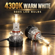 Auto Pearl F15 9005 LED Headlight Bulb, 4300K Warm White Light, 360W (180W Each), 21000LM, Rear Cooling Fan