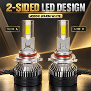 Auto Pearl F15 9005 LED Headlight Bulb, 4300K Warm White Light, 360W (180W Each), 21000LM, Rear Cooling Fan