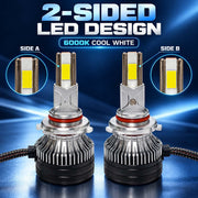 Auto Pearl F15 9005 LED Headlight Bulb, 6000K Cool White Light, 360W (180W Each), 21000LM, Rear Cooling Fan