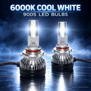 Auto Pearl F15 9005 LED Headlight Bulb, 6000K Cool White Light, 360W (180W Each), 21000LM, Rear Cooling Fan