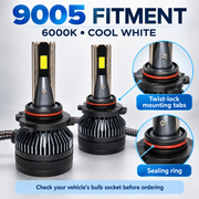 Auto Pearl E45 9005 LED Headlight Bulb, 6000K, 240W (120W Each), 15000LM, Rear Cooling Fan, Warm White Light