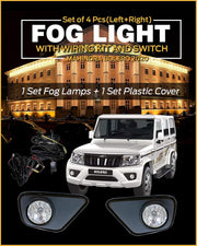 Car Fog Lamp Lights Set of 4 Pcs (Left+Right) - 1 Set Fog Lamps + 1 Set Plastic Cover Compatible with- Bolero 2020