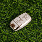 TPU Car Key Cover Compatible with Kia Sonet, Seltos 2020 4 Button Smart Key (Push Button Start Models,