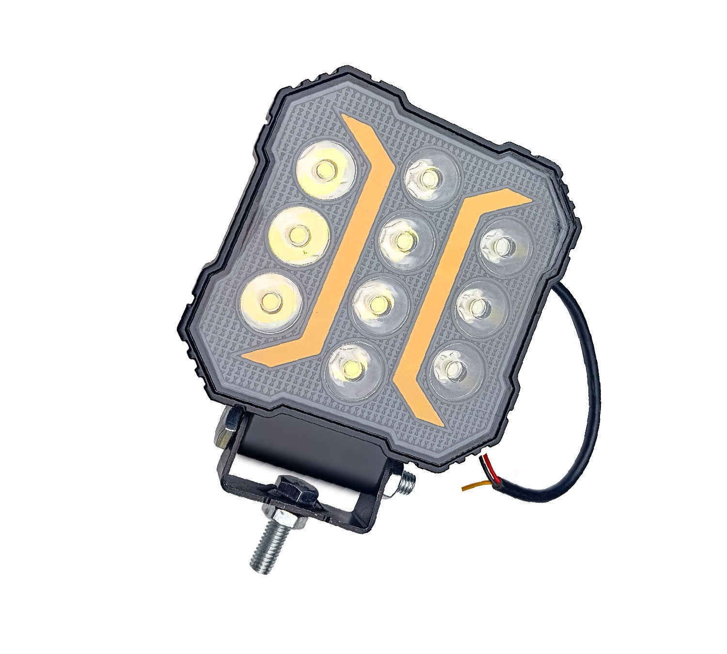 Auto Pearl Square 10Led DRL Fog light, Off-Road Vehicle Light Auxiliary White-Yellow Lighting 12V-28W Driving Work Light compatible with All Bike and Car