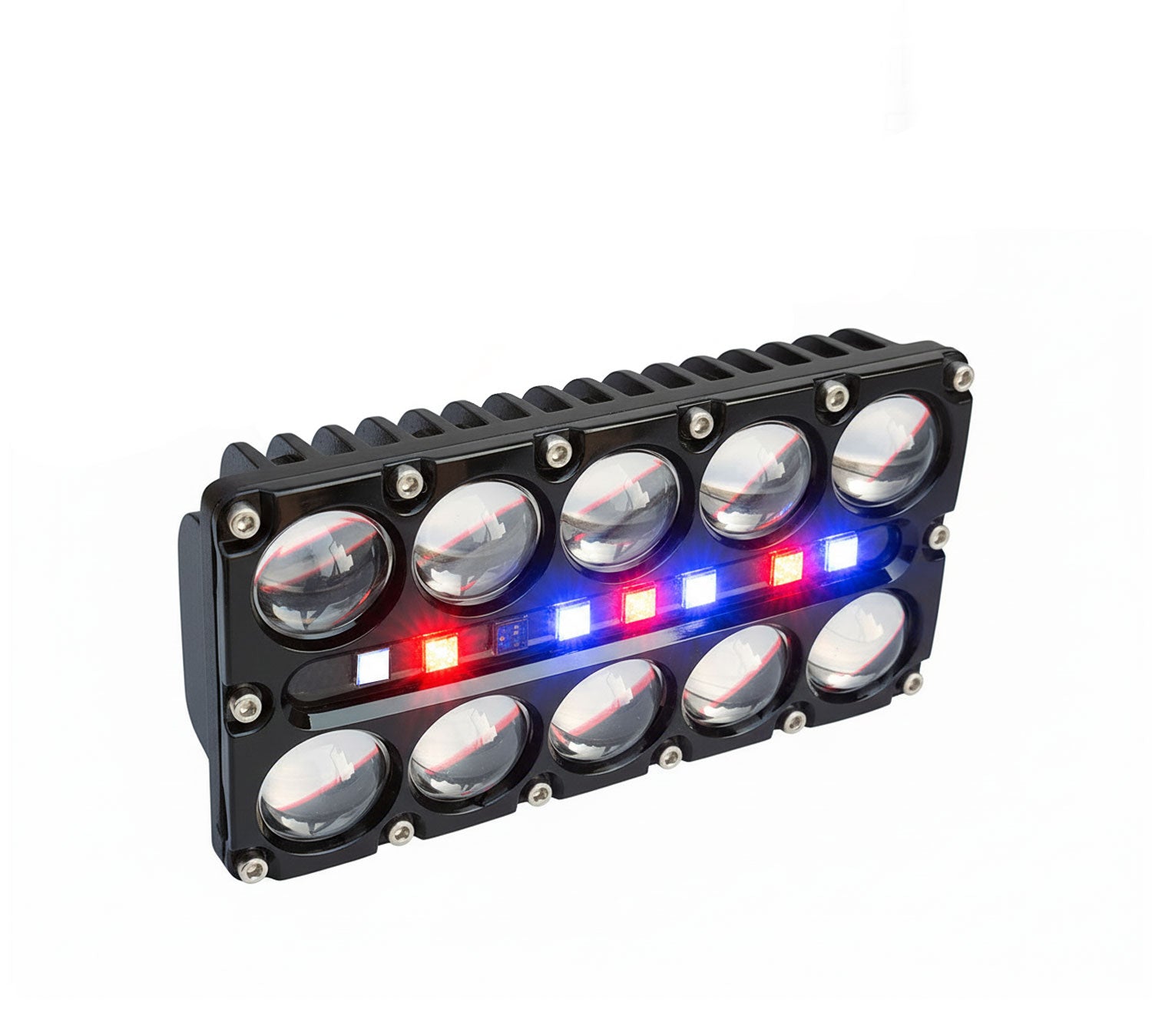 Auto Pearl Motorcycle 10-Lens DRL Driving Lights Flasher Yellow, White with Red-Blue Led light, 48W, 12-80V Auxiliary Lights compatible with All Bike