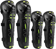 Bike Knee Pads and Elbow Pads Protective Set for Motorcycle, Riding, Cycling and Multi Sports Safety Protection Compatible with Motorcycle (Lemon Green, 4 Pcs)